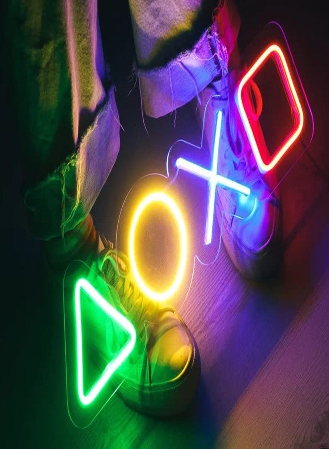 VYNES Neon Sign - Gaming Wall Decor/Table Decor, 15 cm, Silicon, Acrylic, LED Art Decorative Sign with Text, Playstation Keys - Image 1